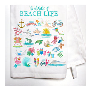 beach life alphabet bar towel