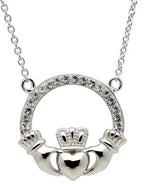 Load image into Gallery viewer, Claddagh Necklace Encrusted With Crystals
