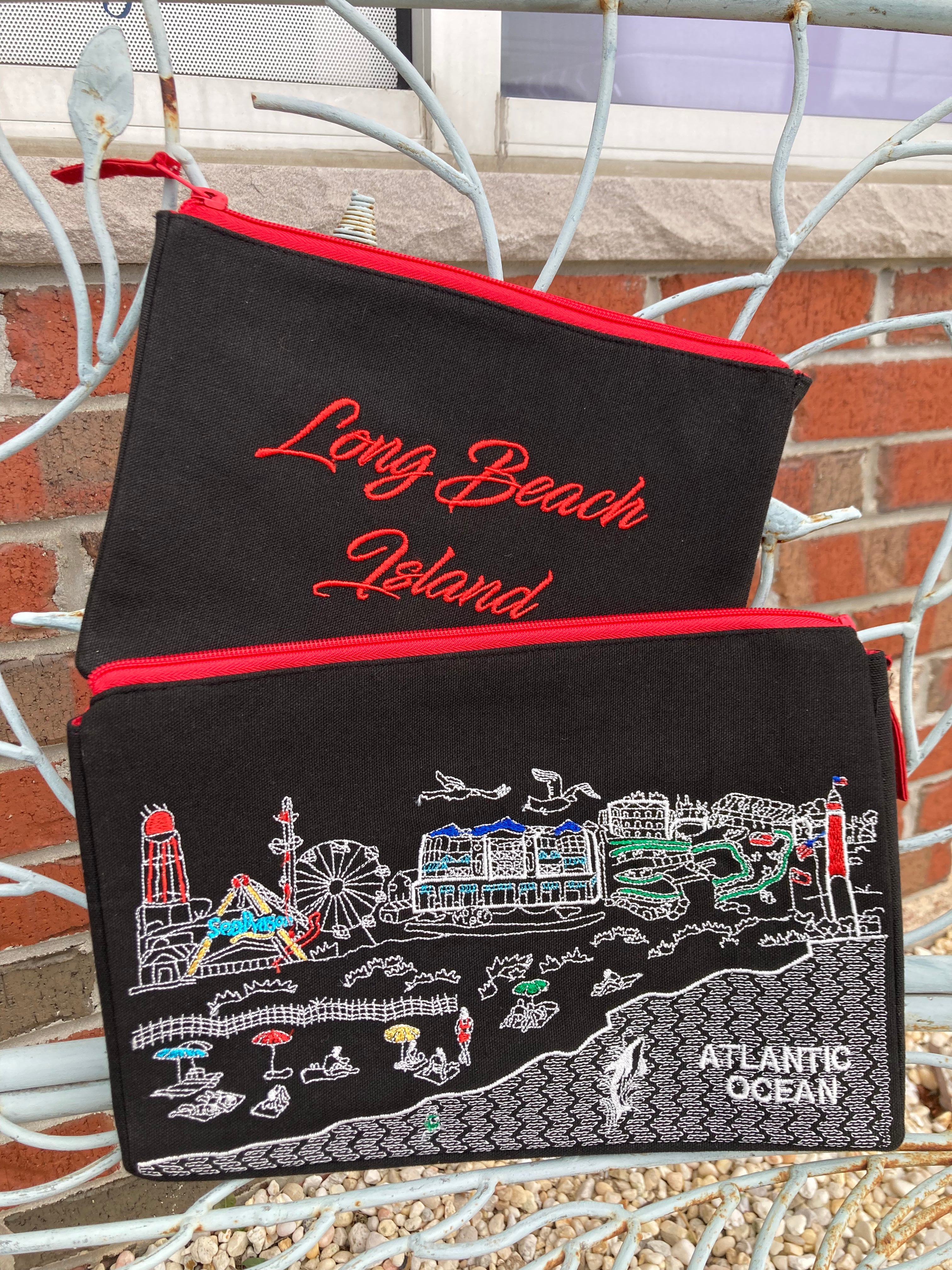 Embroidered LBI Shoreline Cosmetic Bag