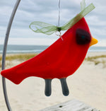 Load image into Gallery viewer, Cardinal Fused Glass Ornament
